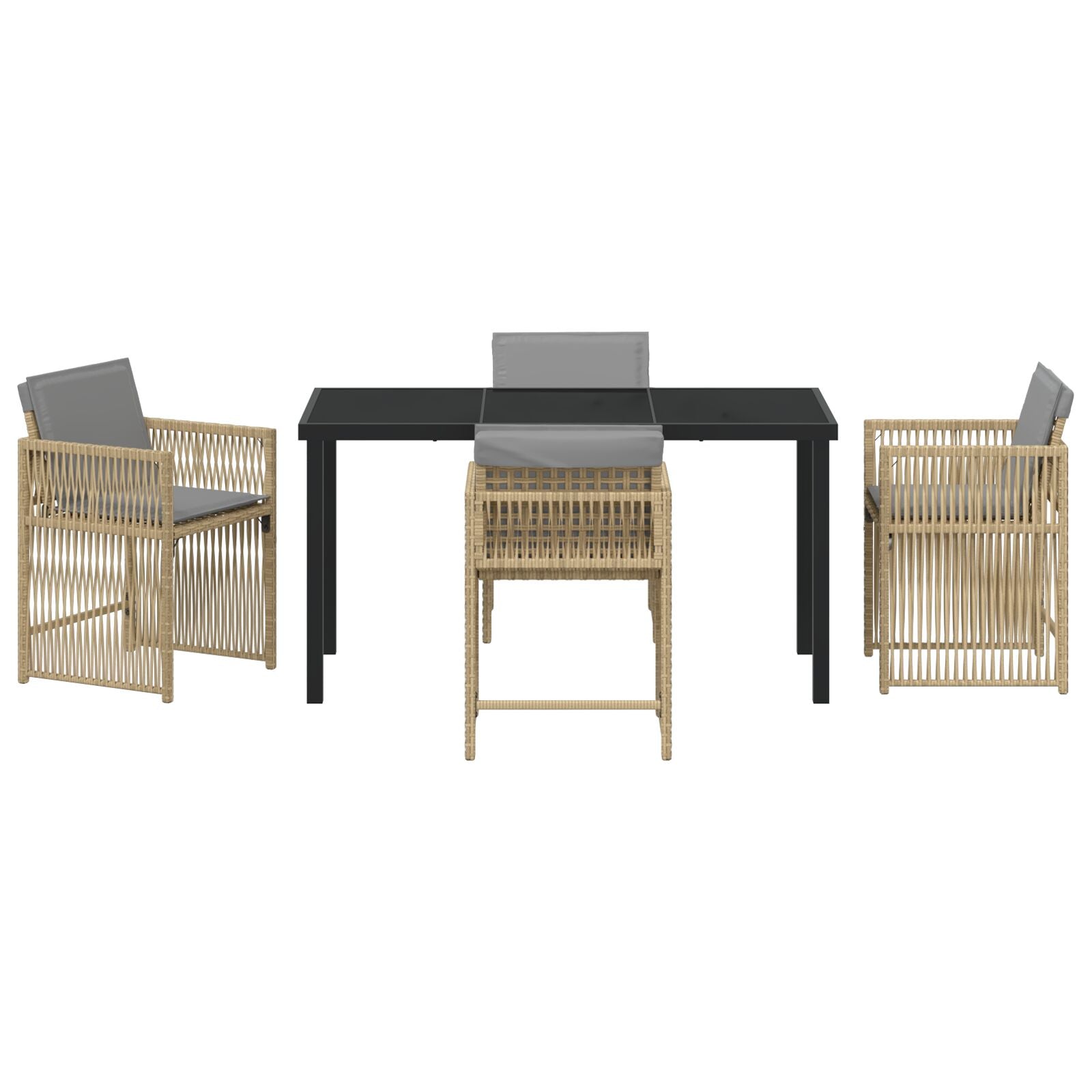 5-delt hagemøbelsett med puter beige poly rattan