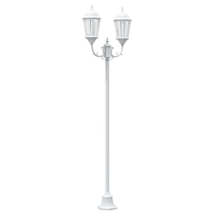 Hagebelysningsstolpe 2-lampe E27 Hvit 220 cm Aluminium