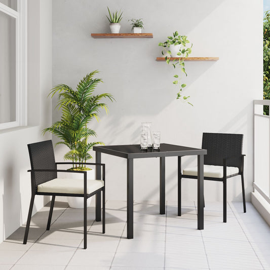 5 Dels Hage Spisestel Svart Poly Rottning