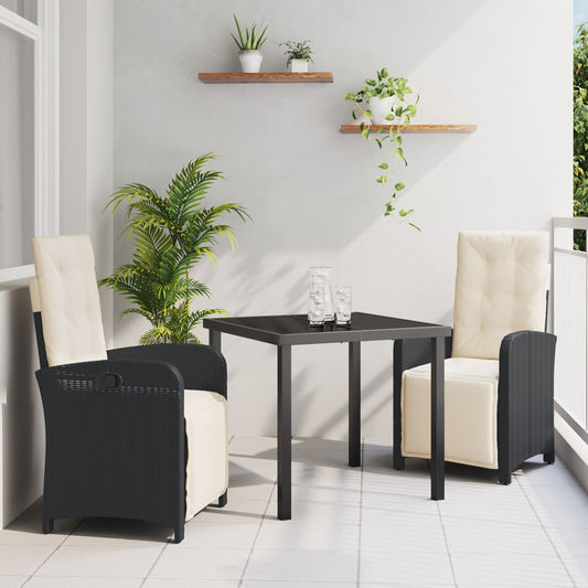 5 Delers Hagemøbelsett med Puter Beige Poly Rattan, vidaXL Hagebord Svart 140x80x73 cm Herdet Glass
