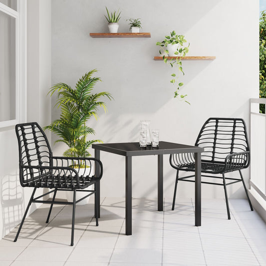 5 Delers Hage Spisestset Black Poly Rattan