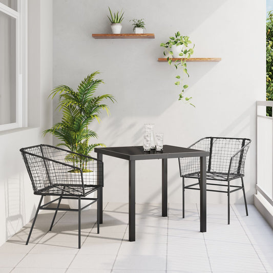 5 Delers Utemøbelsett Svart Poly Rottning